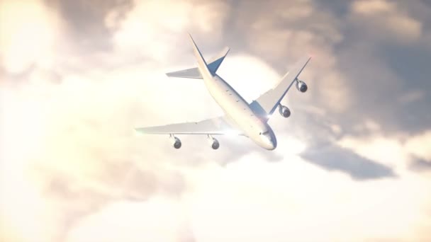 Avion commercial volant au-dessus des nuages 