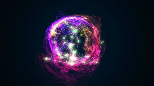 Abstract energy ball rotating on black background 3d illustration — Stock Photo, Image