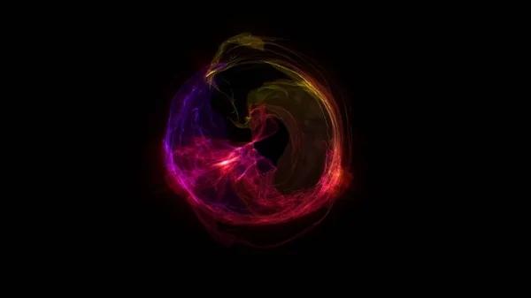 抽象能量球旋转黑色背景3d 插图 — 图库照片