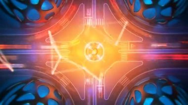 Statik dikey yukarıdan aşağı Otoban Kavşağı geceleri üzerinde trafik havadan görünümü. 4 k Uhd timelapse arka plan