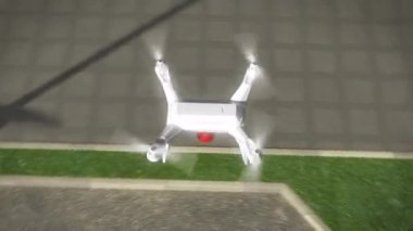 Teslimat mavi dron ve kasaba arka plan, 3d, animation.4k