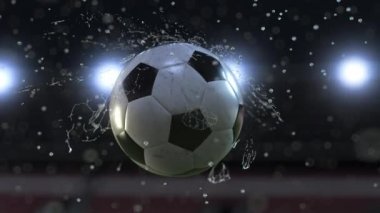 Yavaş hareket 4 k su uçan futbol topu damla