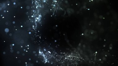 Water drops hits abstract dark object, 3d illustration clipart