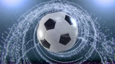 Futbol topu su damla, 4 k 3d animasyon yayan koşuşturma uçar