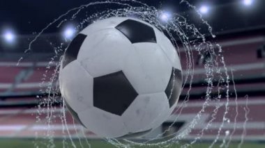 Futbol topu su damla, 4 k 3d animasyon yayan koşuşturma uçar