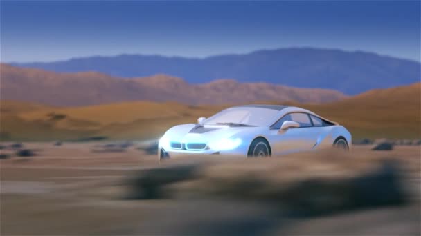 Future car going on the road 4k animation — Stockvideo