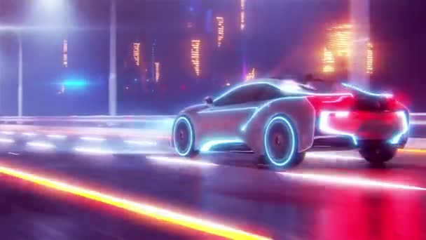 Future car going on the road 4k animation — Wideo stockowe