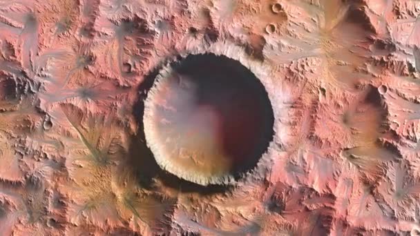 planète mars cratère zoom in 