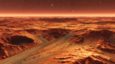 Mars Gezegeni Toz Esintisiyle Yüzeye Çıktı. 3d illüstrasyon