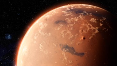Mars gezegeninin yörüngesinde. Yüksek kalite 3d illüstrasyon