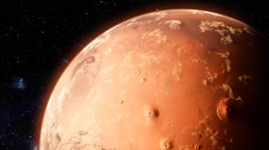 Mars gezegeninin yörüngesinde. Yüksek kalite 3d illüstrasyon
