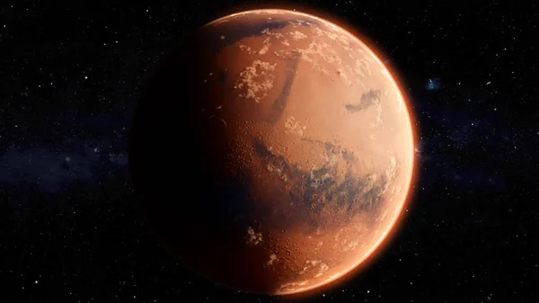 Orbitando o planeta Marte. Ilustração 3d de alta qualidade — Fotografia de Stock