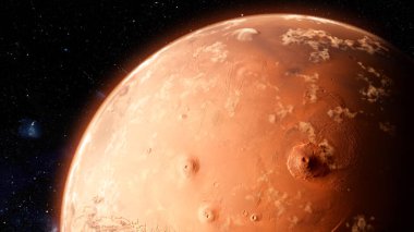 Mars gezegeninin yörüngesinde. Yüksek kalite 3d illüstrasyon