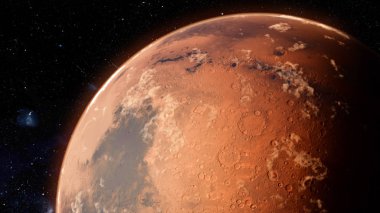 Mars gezegeninin yörüngesinde. Yüksek kalite 3d illüstrasyon