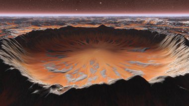 Mars Planet Surface With Dust Blowing. 3d illustration clipart