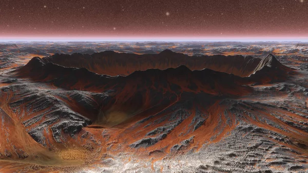 Mars Planet Surface With Dust Flowing. 3D ilustrace — Stock fotografie