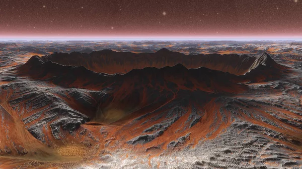 Mars Gezegeni Toz Esintisiyle Yüzeye Çıktı. 3d illüstrasyon