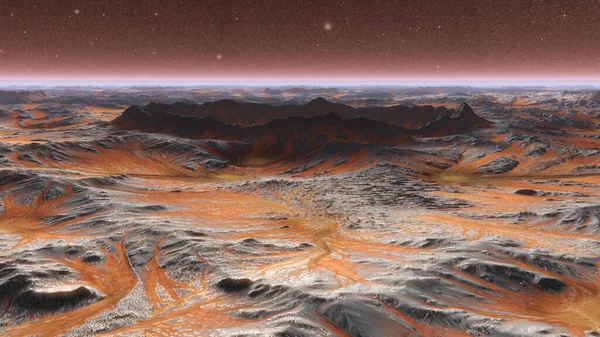 Mars planetyta med damm som blåser. 3D-illustration — Stockfoto