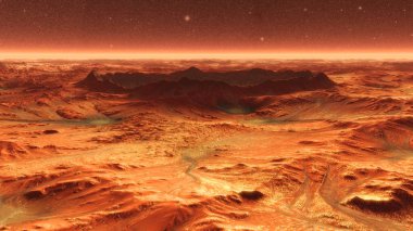 Mars Gezegeni Toz Esintisiyle Yüzeye Çıktı. 3d illüstrasyon