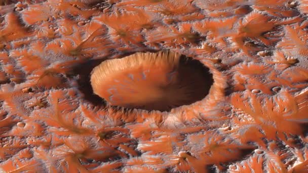 Terbang di atas kawah mars, zoom in — Stok Video