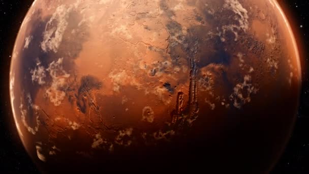Восход солнца на Марсе в космической анимации 4k — стоковое видео