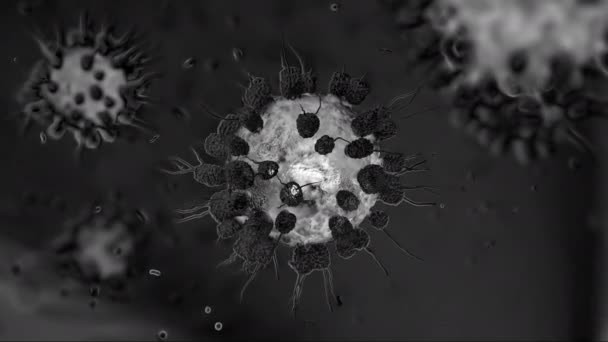 Μολυσμένος ιός μέσα στο αίμα. Ιός του κερατοειδούς. Γνωστό και ως 2019-nCov. 3D απόδοση. — Αρχείο Βίντεο