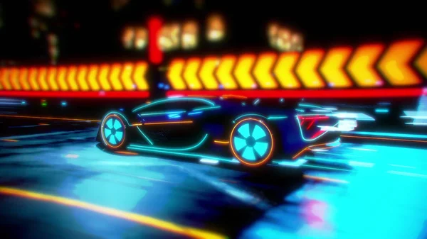 Future car going on the road 4k animation — Φωτογραφία Αρχείου