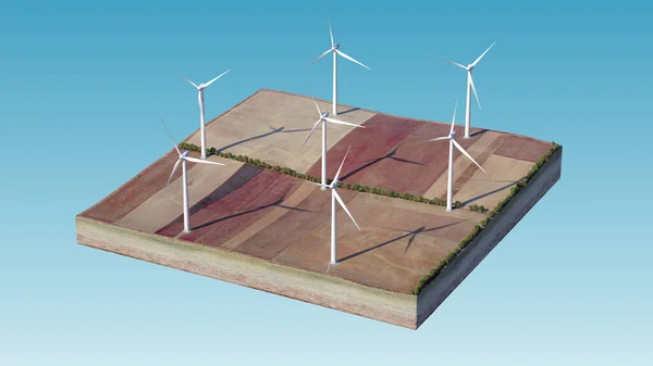 Een windgenerator in het midden van het eiland.Achtergrond. — Stockfoto