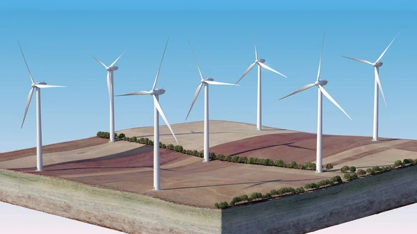 Windkraftanlagen auf einer separaten Insel. Hintergrund — Stockfoto