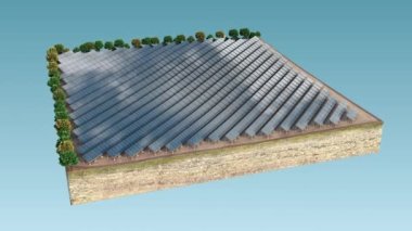 Güneş panelleri temiz enerji üretir. 4k.