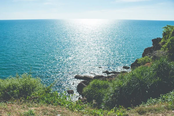 Elemzéséhez Kilátás Tenger Kék Háttér Vintage Stílusban Chao Lao Beach — Stock Fotó