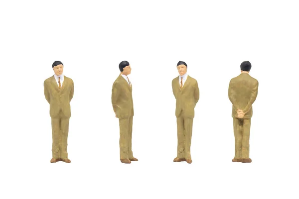Personajul Figurii Miniaturale Trecători Care Pozează Postură Izolată Fundal Alb — Fotografie, imagine de stoc