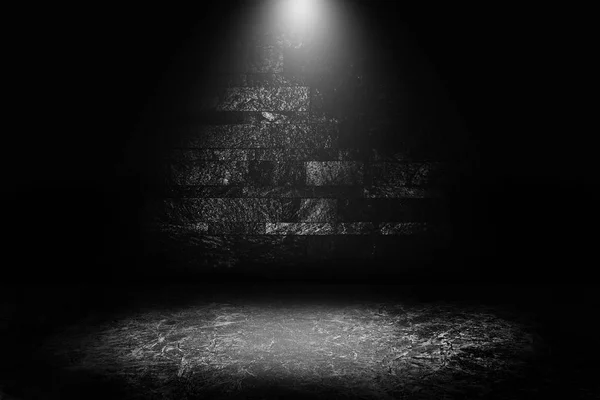 Abstract Image Studio Dark Room Black Stone Wall Spotlight Concrete — Stock Photo, Image