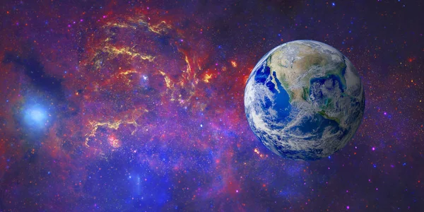 蓝色的地球在太空中 本图片内容由美国国家航空航天局提供 — 图库照片