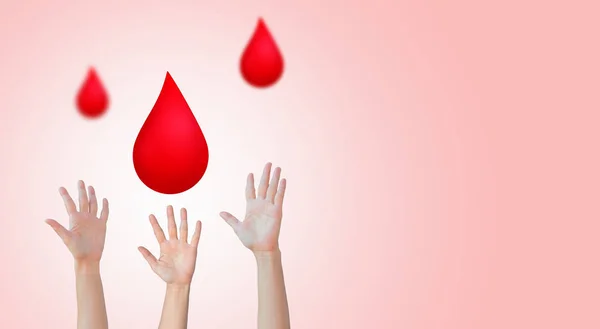 World Blood Donation Concept Mano Femminile Afferrare Sangue Rosso Che — Foto Stock