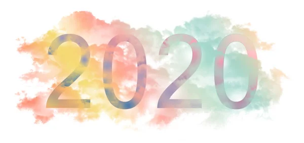 New Years Concept 2020 Mots Textes Avec Nuages Dégradé Pastel — Photo