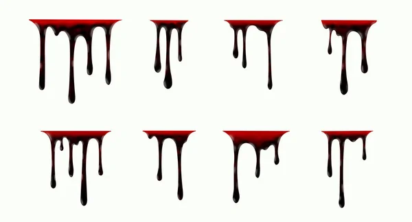 Set Red Dripping Bloods Isolated White Background — 스톡 사진