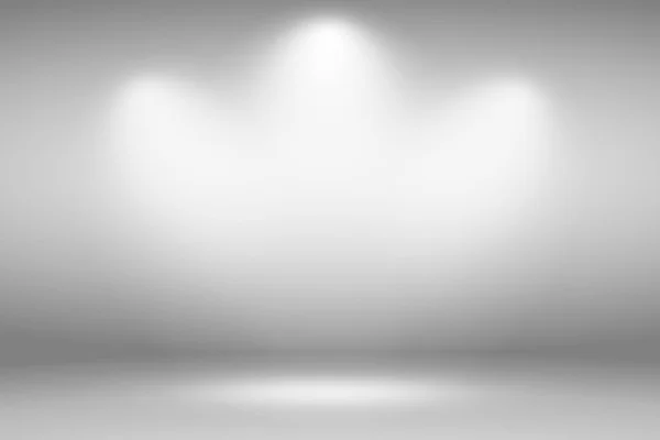 Weiße Bühne Mit Spotbeleuchtung Vor Grauem Hintergrund — Stockfoto