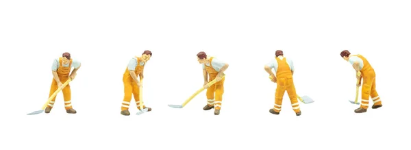 Personas Miniatura Como Trabajadora Limpieza Callejera Posando Postura Aislada Sobre —  Fotos de Stock