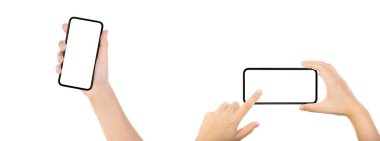 İş İletişim Konsepti: Beyaz arkaplanda izole edilmiş eski siyah akıllı telefon.