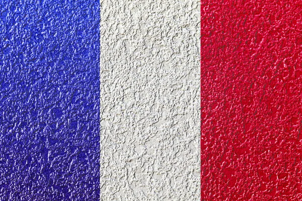 Abstraktes Bild Von Frankreich Flagge Auf Rauen Bunten Zementputz Wand — Stockfoto