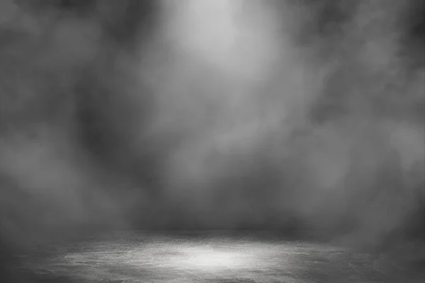 Empty Space Studio Dark Room Spot Lighting Fog Black Background — Stock Photo, Image