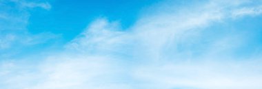Panorama image of Beautiful tiny white clouds with blue sky in summer seasonal.