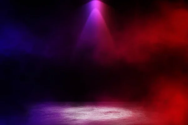 Порожній Простір Темної Кімнати Студії Білим Туманом Ефектом Освітлення Червоний — стокове фото