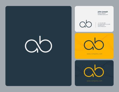 Harfler A B, A ve B ortak logo simge kartvizit vektör şablonu ile.