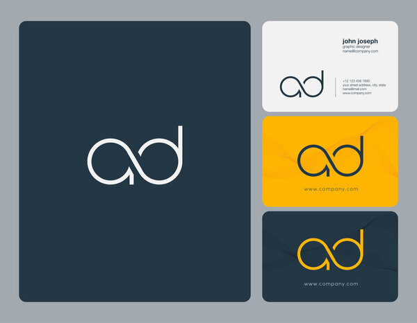 Letters A D, A & D joint logo icon with business card vector template.