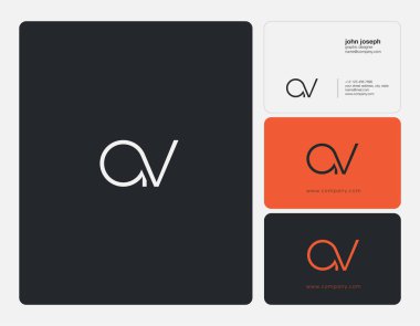 Harfler A V, A ve V ortak logo simge kartvizit vektör şablonu ile.