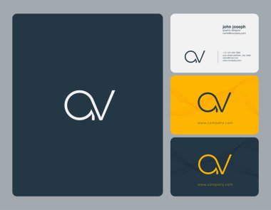 Harfler A V, A ve V ortak logo simge kartvizit vektör şablonu ile.