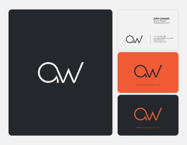 Harfler A W, A ve W ortak logo simge kartvizit vektör şablonu ile.