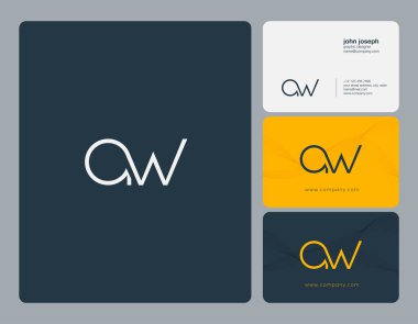Harfler A W, A ve W ortak logo simge kartvizit vektör şablonu ile.